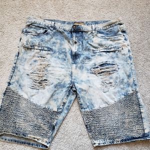 Men's Big and Tall Acid Wash Distressed Shorts